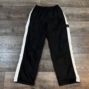 Vintage 90's Nike Lined Track Pants Black White Stripe Women's Size Large 12-14